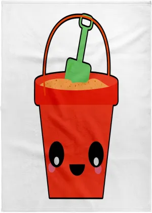 3dRose 22x30 Bath Hand Pool Towel - Cute Kawaii Sand Bucket and Shovel Beach Character Cute Kawaii Designs