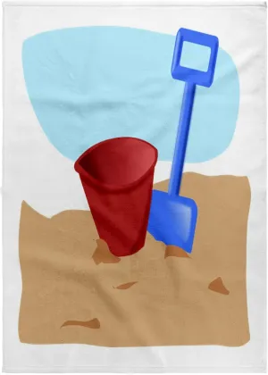 3dRose 22x30 Bath Hand Pool Towel - Red Beach Pail Blue Shovel Childrens Art
