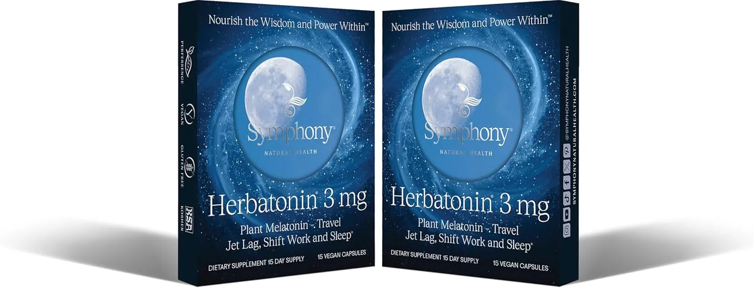 3mg - The First Natural Plant Melatonin Adult Sleep Aid, Circadian Rhythm Support for Jet Lag, Shift Work, General Sleeplessness – (Includes 2 Travel Packs: 30 Pure Vegan Capsules)