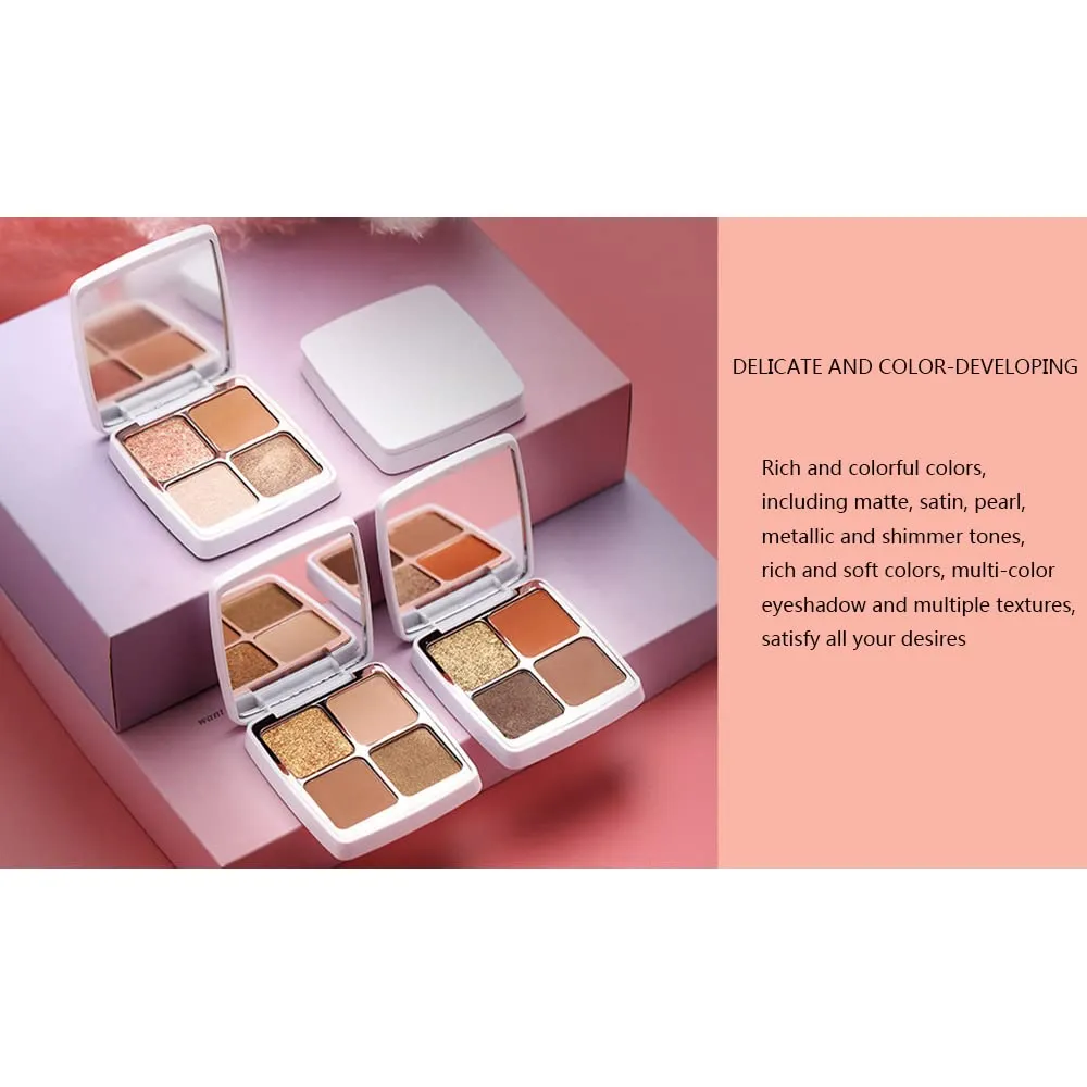 4 Colors Eyeshadow Palette Matte Shimmer Glitter Ultra Pigmented Long Lasting Makeup Eyeshadow Powder Waterproof Eye Shadow Palette Cosmetics Makeup Kit Christmas Party Essentials (2#)
