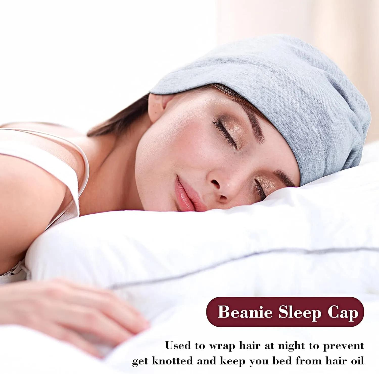 4 Pieces Satin Lined Sleep Cap Slouchy Beanie Hat Night Hair Cap for Women