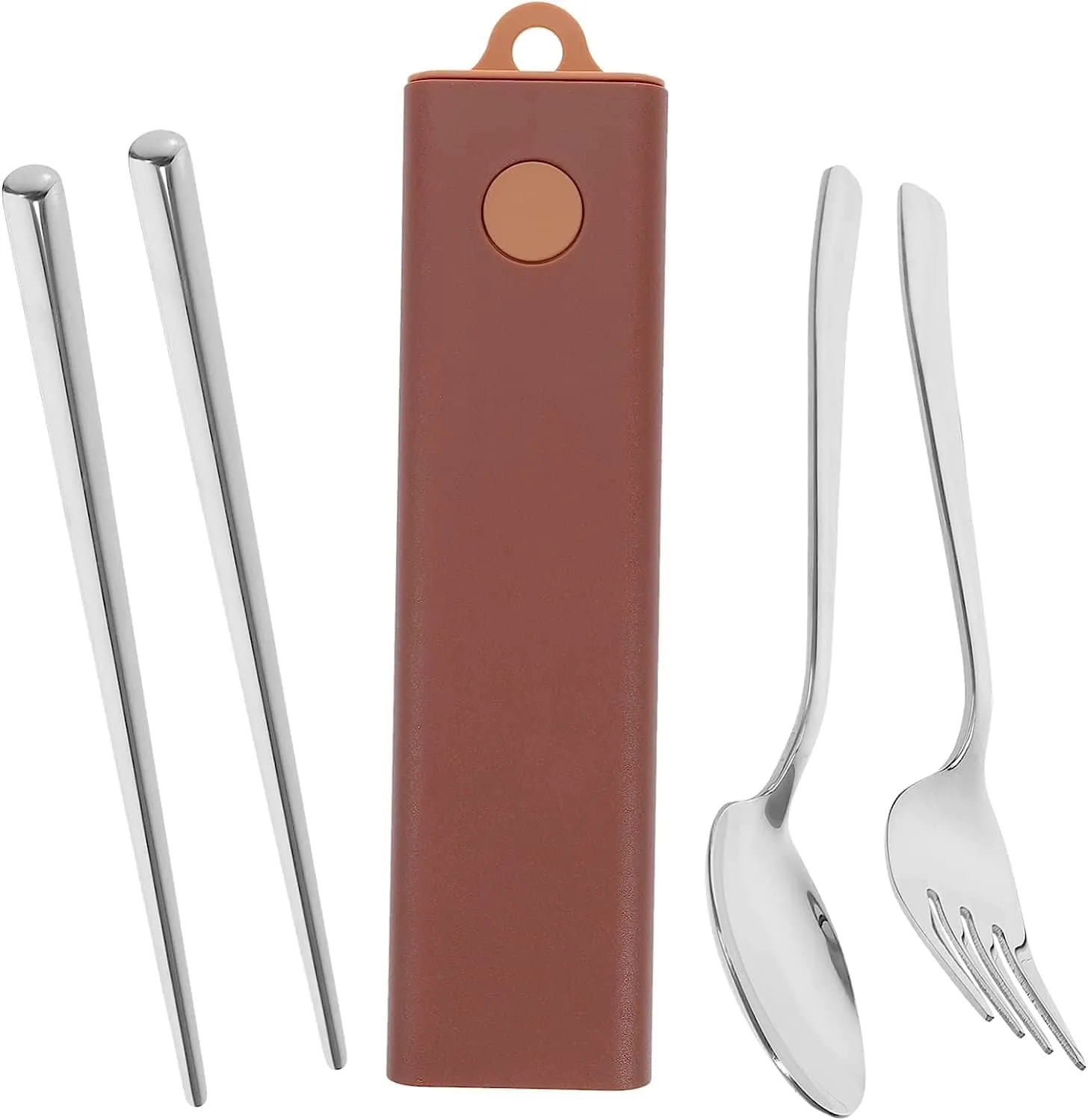 4 Sets Fork Spoon Chopsticks Serving Utensils Stainless Steel Stainless Steel Set Travel Cutlery Spoons Tableware Set Camping Utensil Abs Pink Spoon Fork Chopstick Rest