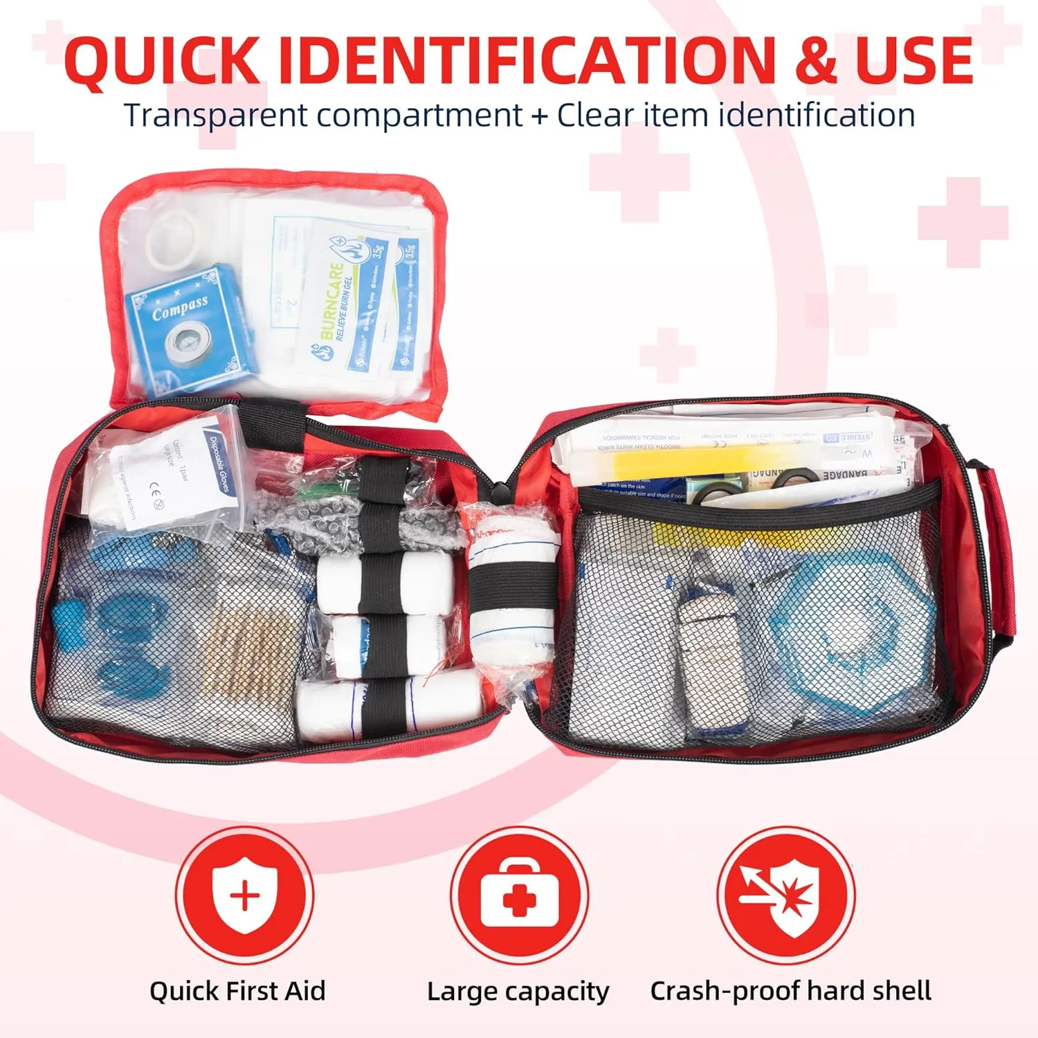 400pcs Large First Aid Kit, Premium Emergency Medical Kit with Basic First Aid Supplies, Ideal for Traveling, Outdoors, Climbing, Car, Camping, Emergency Preparedness