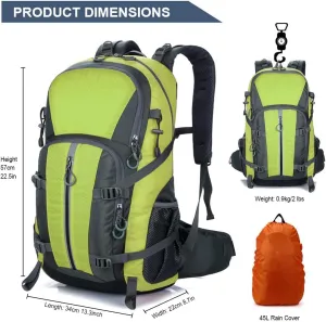 40L Hiking Backpack, Waterproof Men Women Outdoor Travel Backpack for Trekking, Camping, Walking with Rain Cover
