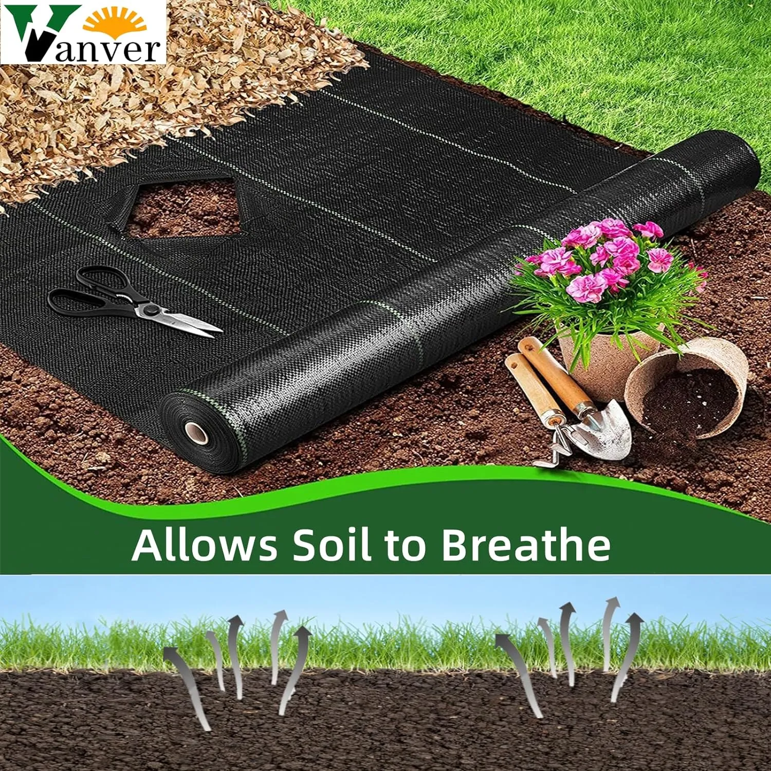 4ftx300ft Garden Landscape Fabric Weed Barrier Fabric Heavy Duty,Weed Blocker Fabric, Geotextile Fabric Under Gravel,Garden Tarp to Prevent Weeds, Landscaping Fabric, Driveway Fabric
