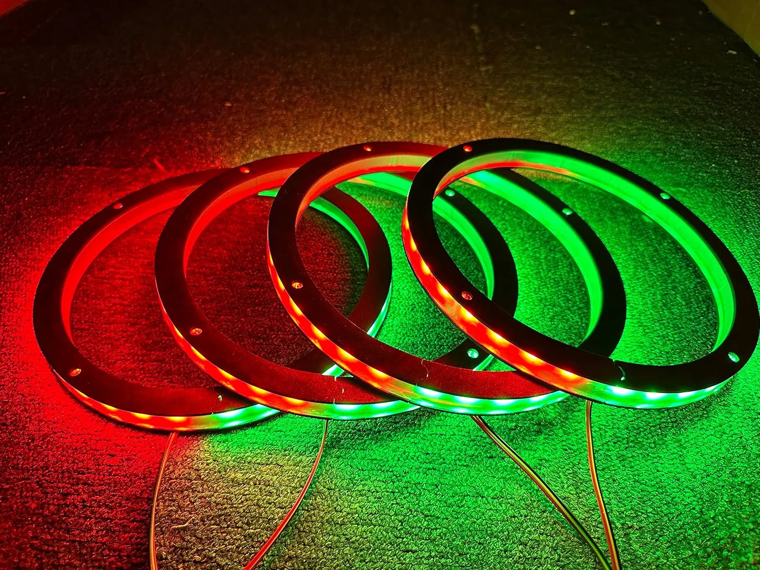 4PCS 8" Car LED Speaker Decorative Light Kit Dream Color Chasing Flow Series Spacer Ring Light Coaxial Speaker Lights Bluetooth App & Remote Controlled (4)