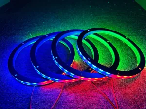 4PCS 8" Car LED Speaker Decorative Light Kit Dream Color Chasing Flow Series Spacer Ring Light Coaxial Speaker Lights Bluetooth App & Remote Controlled (4)
