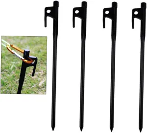 4pcs Heavy Duty Steel Tent Pegs Outdoor Awning Nails for Camping Canopy and Tarp Stable Support for Grass Dirt and Ice Ground