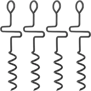 4Pcs Spiral Tent Tacks Iron Stable Tent Pegs Heavy Duty Spiral Ground Stakes Nail Spike Garden Stakes for Garden Outdoor Tent Trampolines Garden Fence