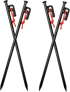 4pcs Tent Ground Pegs Metal Tent Stakes Heavy Duty Fixing Stakes Garden Tarp Landscape Outdoor Accessories Sturdy Iron