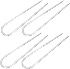 4pcs Trampoline Ground Nails Set Heavy Duty Stakes for Tarp Tent Galvanized Steel u Shape Garden Anchor Fixator