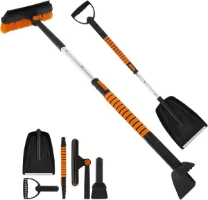 5-in-1 Snow Shovel & Ice Scraper - Orange Plastic Multi-Purpose Snow Tool