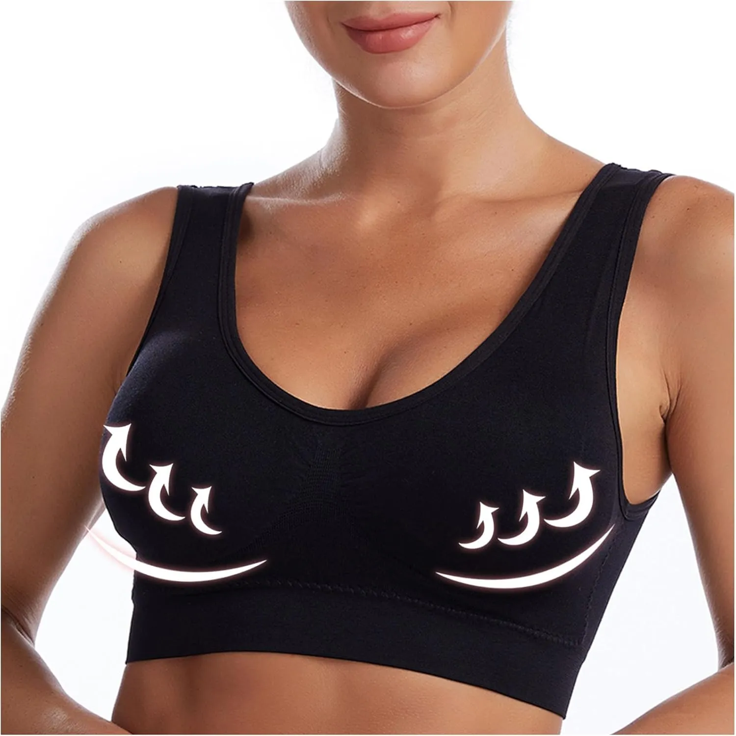 5 Pack Sports Bras for Women Seamless Wireless Workout Everyday Sleep Bra Comfortable & Breathable Removeable Pads