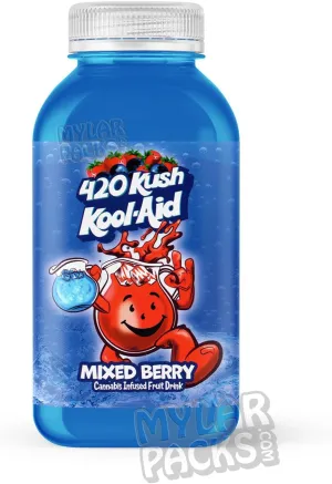50PCS - Kool AID Mixed Berry Universal Label Stickers for Drink Bottles (500mlg) 16 oz, 12 oz, 8 oz Glossy Color Die Cut for Food Storage Containers by MylarPacks.com