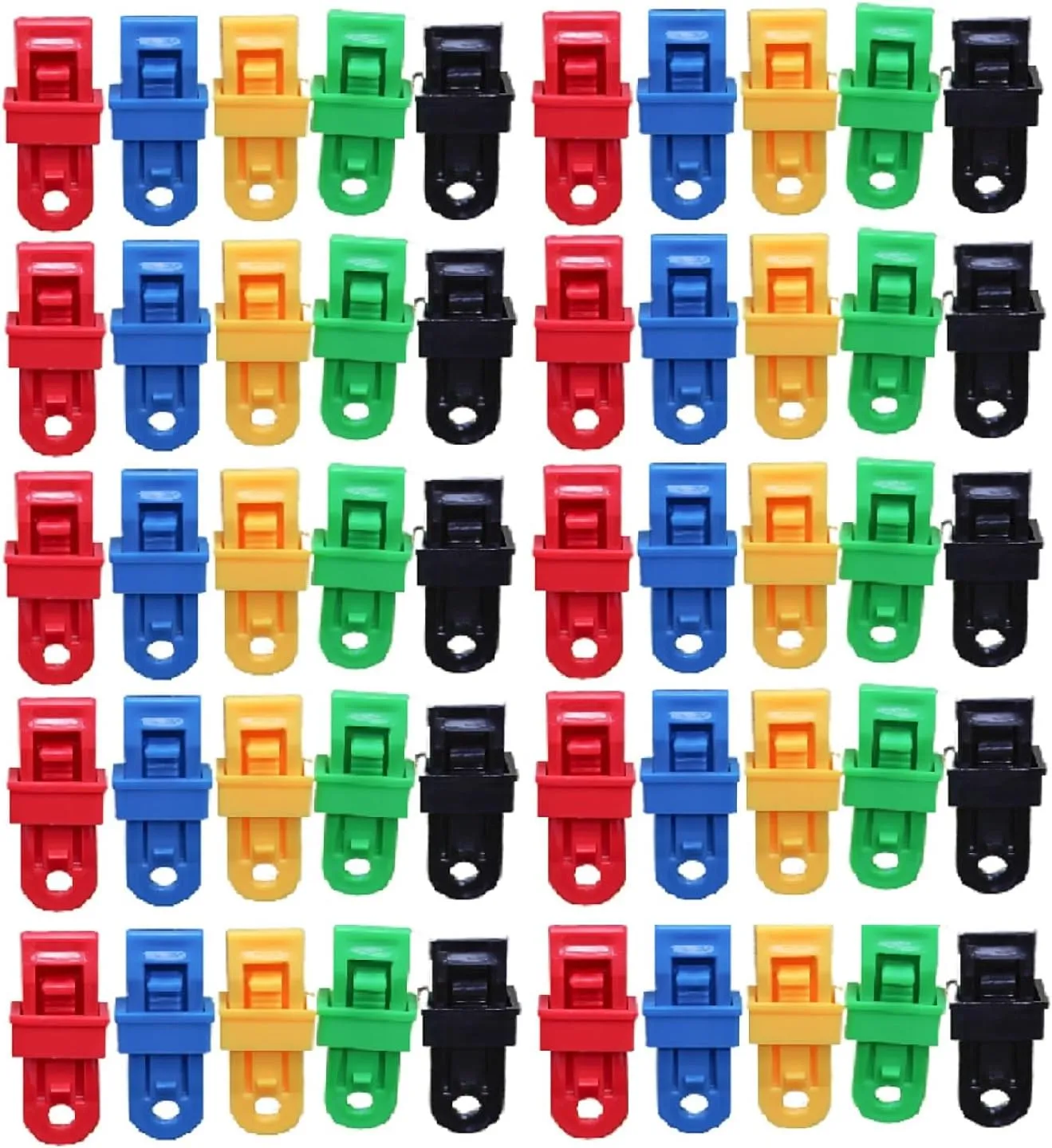 50pcs Windproof Fixing Tarp Clips Tarp Clamps with Lock Grip Plastic Rainproof Tent Fastener Clips Holder Sun Screen Linoleum Tent Canopy Buckles for Camping Garden Farm Accessories
