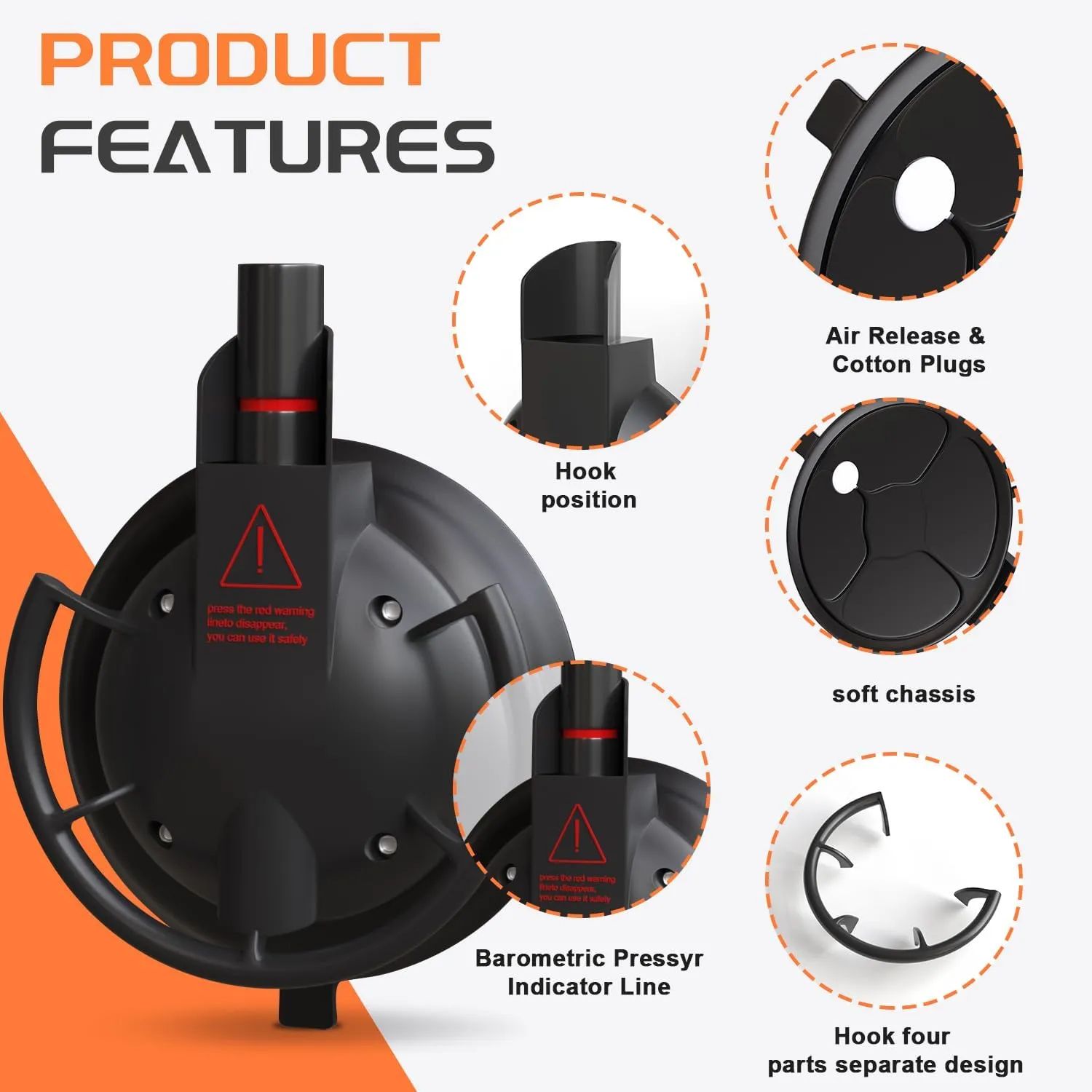 5.2" Air Pumped Suction Cup Tie Down Anchors, 220Lb Vacuum Suction Heavy Duty Suction Cup Holder Used for Securing Car Camping Tarps, Awnings Surfboard Camping Tents, More Items