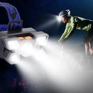 5LED Bright Headlamp Rechargeable Waterproof Adjustable 4Modes