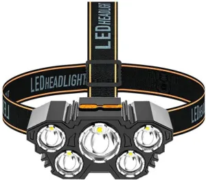 5led Rechargeable Headlamp – 1500 Lumen Waterproof Headlight for Cycling, Fishing, Hiking, and Camping – Adjustable Beam with 30-Hour Runtime & Comfortable Headband