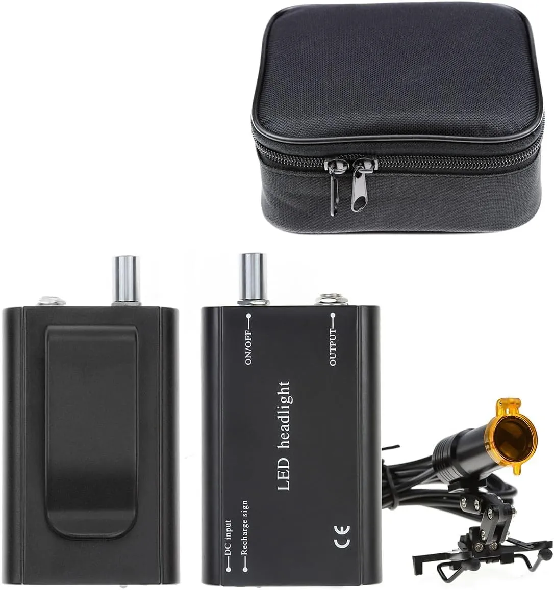 5W Portable LED Plastic Headlight,Black Headlamp with Universal Belt Clip for Binocular Loupe