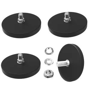 65lbs Rubber Coated Super Strong Rare Earth Magnets,Anti-Scratch Strong Mounting Magnets,Magnet Base with M8 Male Threaded Stud, Strong Magnet Mounting Base for Light Bars Mirror Camera Tool