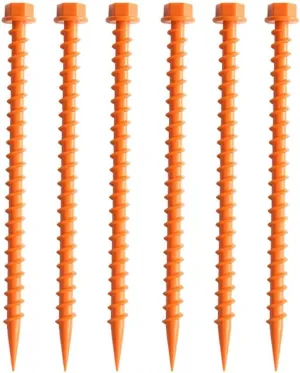 6Pcs 26.6CM Screw-in Nails Tent Stake Heavy Duty Outdoor Garden Yard Camping Tarp Canopy Windproof Ground Spike Plastic Tent Peg(Blue)