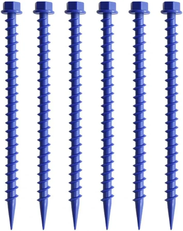 6Pcs 26.6CM Screw-in Nails Tent Stake Heavy Duty Outdoor Garden Yard Camping Tarp Canopy Windproof Ground Spike Plastic Tent Peg(Blue)