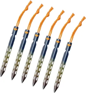 6X Tent Stakes Camping Tent Nails Universal with Pull Ropes Anchors Ground Stakes Tarp Pegs for Outdoor Gardening Desert Tarp