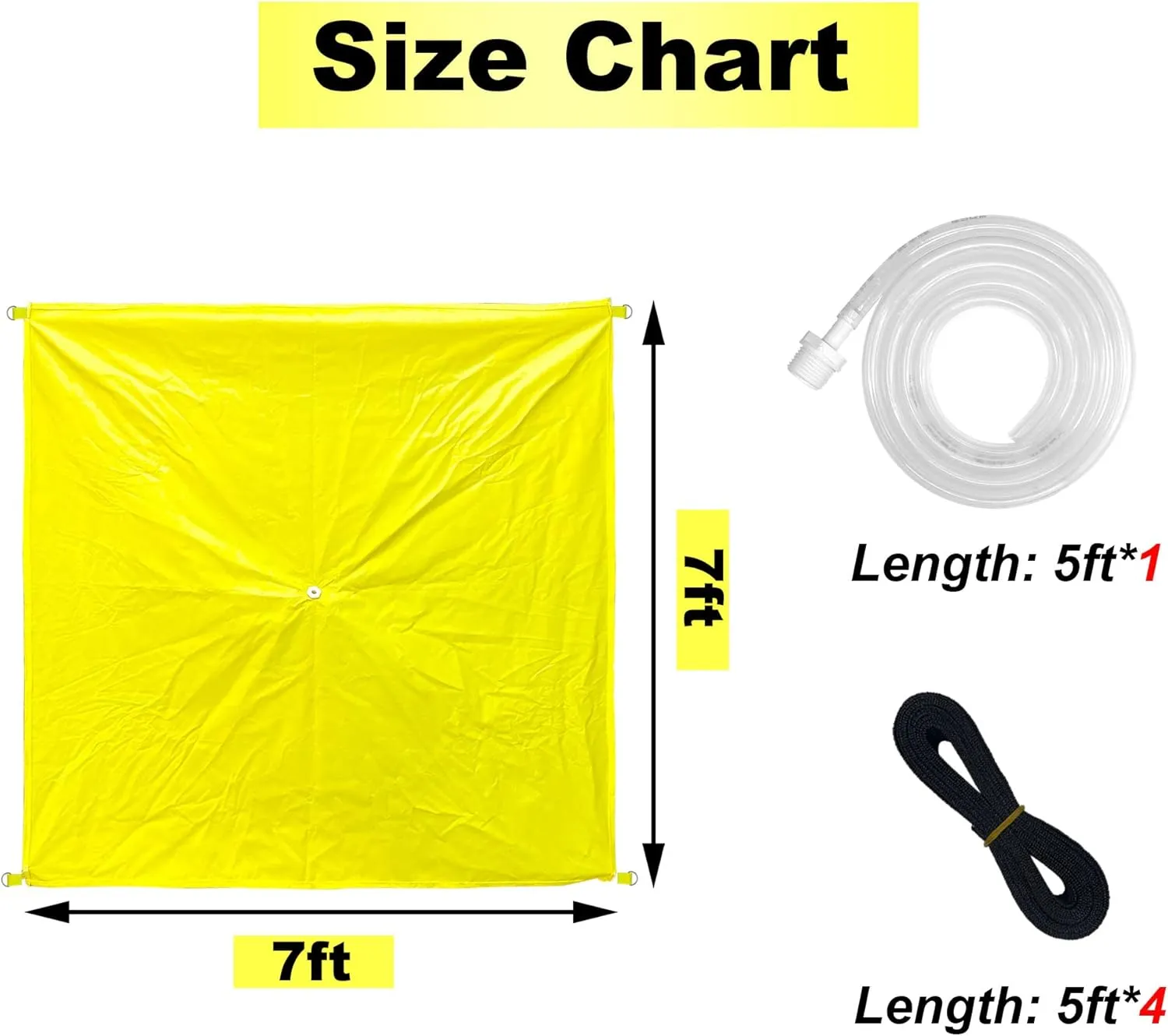 7' X 7' Drain Tarp Heavy Duty Ceiling Leak Diverter Yellow Roof Ceiling Leak Drip Diverter Tarp Kit (7' x 7')