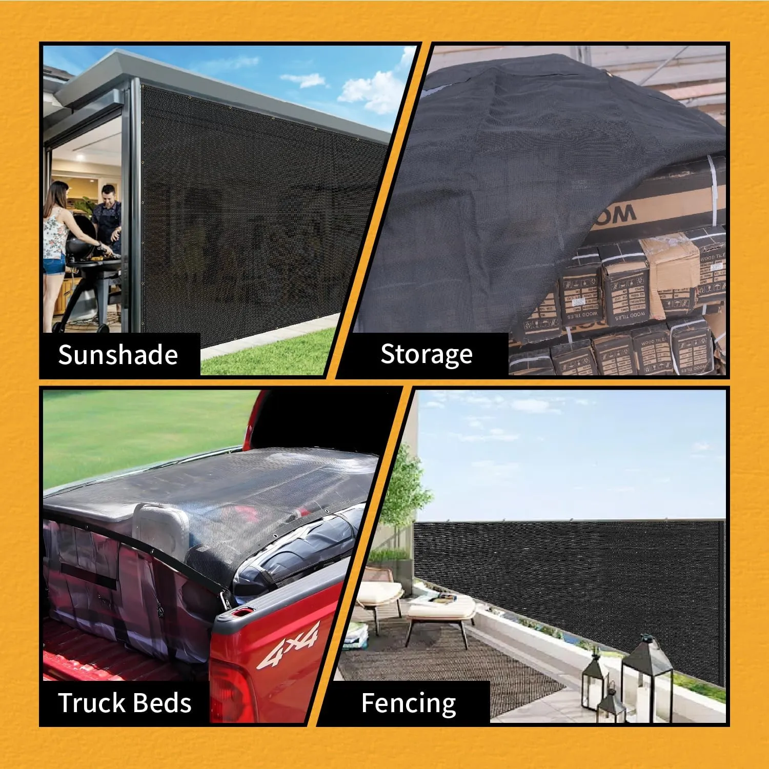 70% Heavy Duty Mesh Tarp with Grommets, 7' x 18' Shade Canopy for Patio, Garden Privacy Fence Screen, Outdoor Sun Shades for Backyard, Black