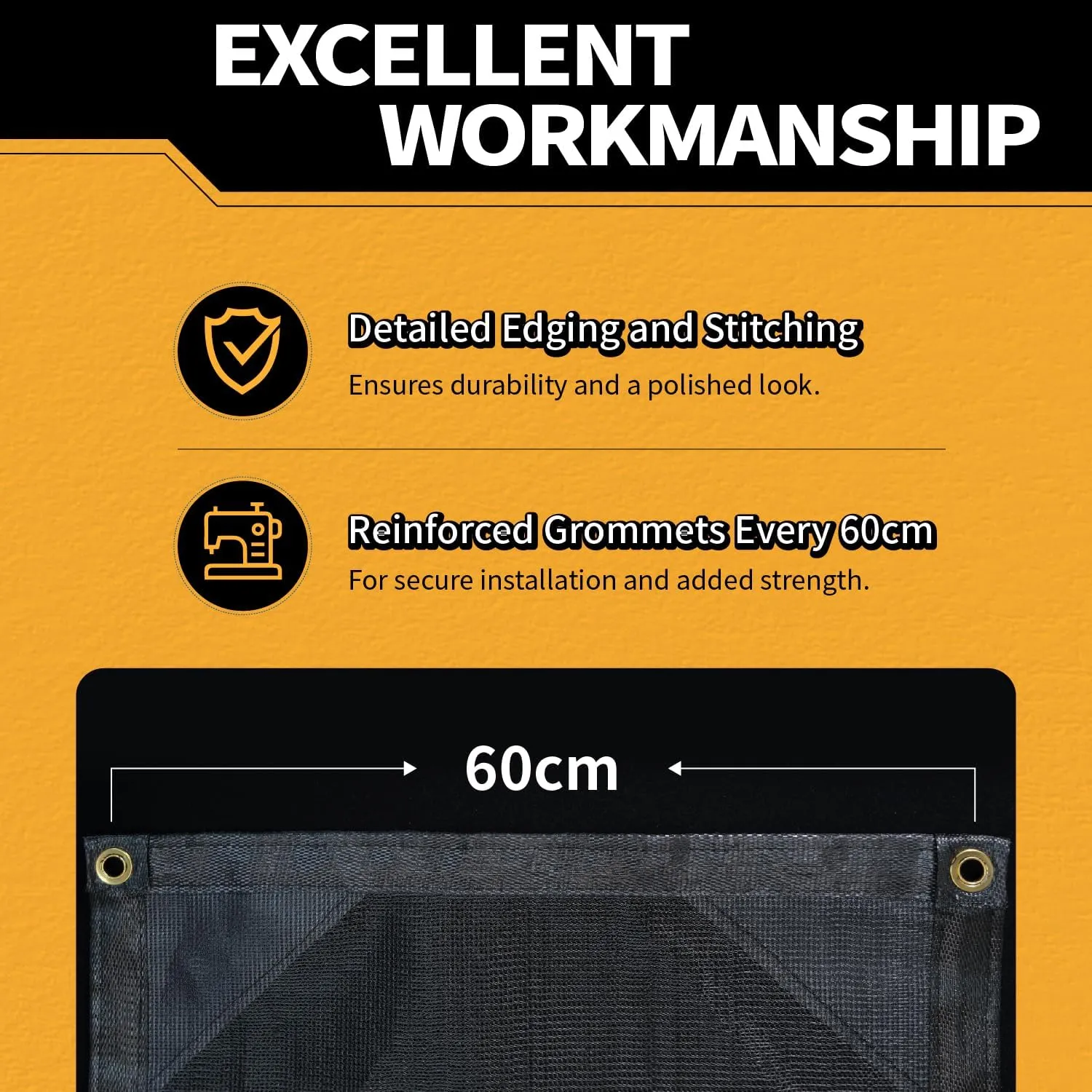 70% Heavy Duty Mesh Tarp with Grommets, 7' x 18' Shade Canopy for Patio, Garden Privacy Fence Screen, Outdoor Sun Shades for Backyard, Black