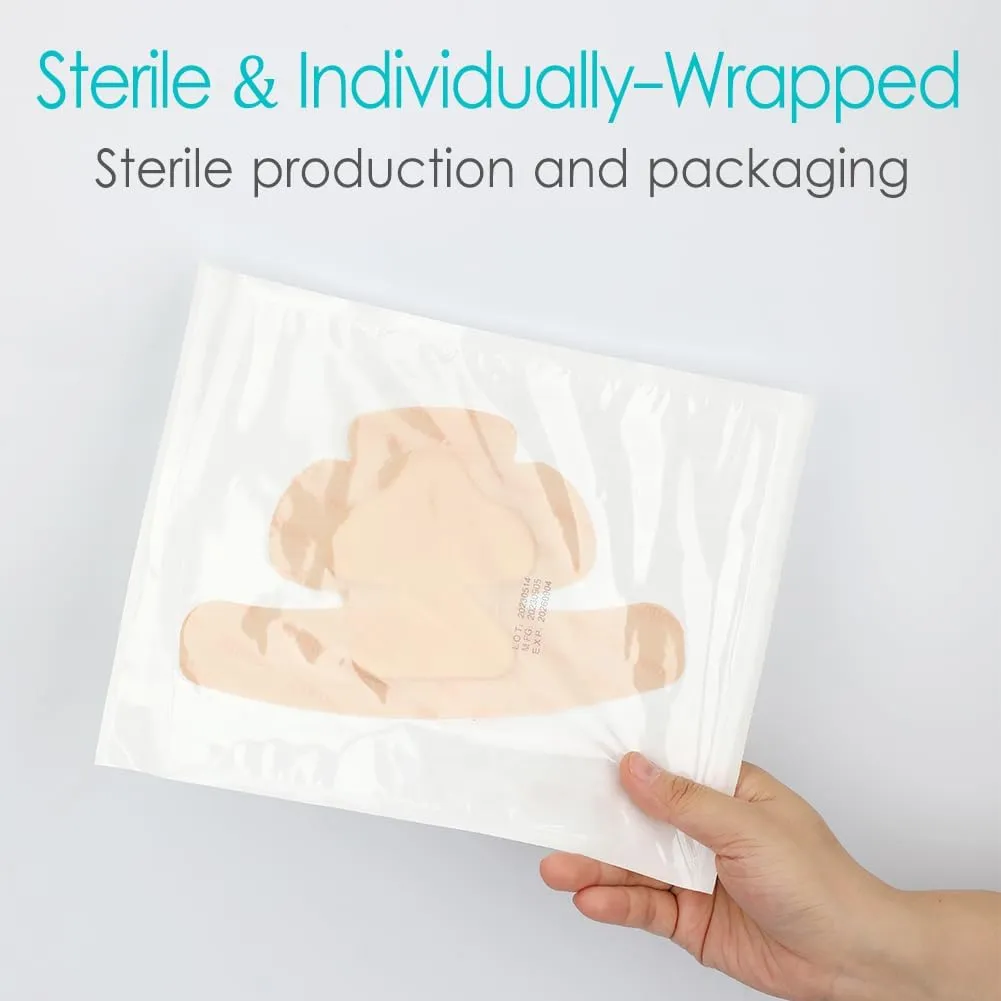 7"x 9" Heel Bordered Silicone Foam Dressing Waterproof Elbow Foot Wound Care Adhesive Bandages with High Absorbent Pads for Hip Knee Replacement Surgery Ulcer Pressure Sores (Pack of 2