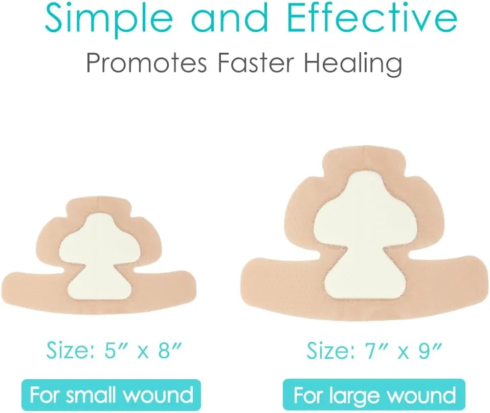 7"x 9" Heel Bordered Silicone Foam Dressing Waterproof Elbow Foot Wound Care Adhesive Bandages with High Absorbent Pads for Hip Knee Replacement Surgery Ulcer Pressure Sores (Pack of 2