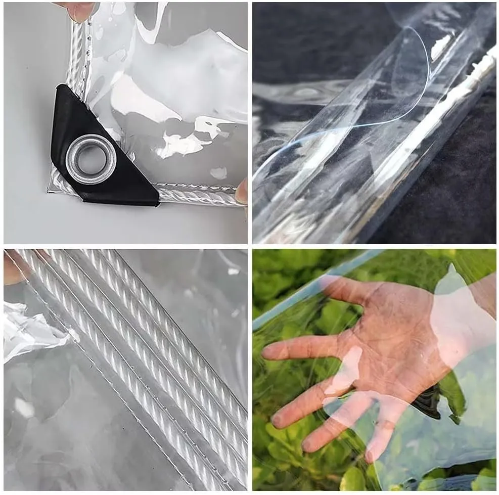 8' x 16' Clear Tarps Heavy Duty PVC Vinyl 14 Mil Thick Tarpaulin, Glass Tarpaulin with Metal Grommets, Protects Against Water, Tear, Cold Weather Resistan for Greenhouse Balcony Garden
