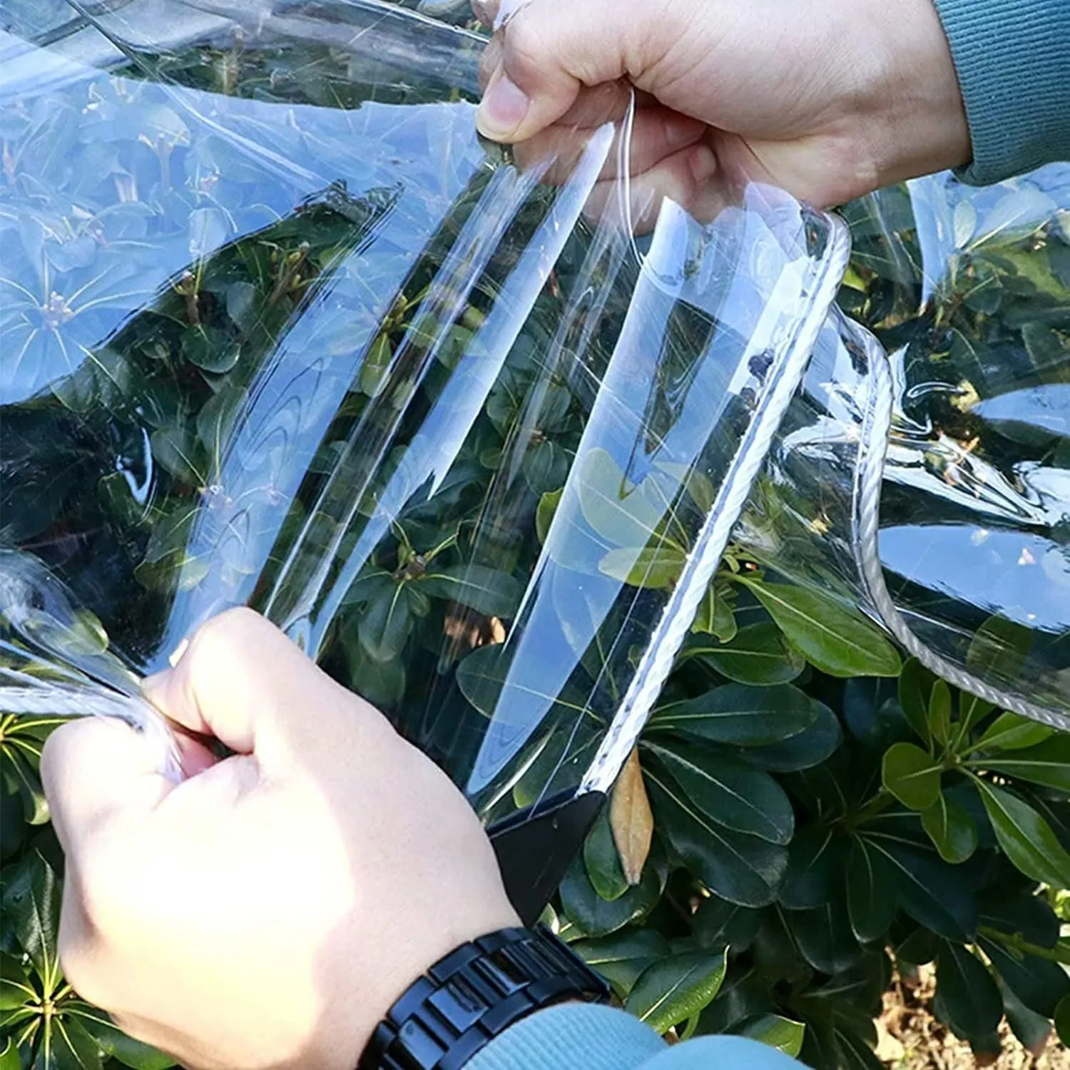 8' x 16' Clear Tarps Heavy Duty PVC Vinyl 14 Mil Thick Tarpaulin, Glass Tarpaulin with Metal Grommets, Protects Against Water, Tear, Cold Weather Resistan for Greenhouse Balcony Garden