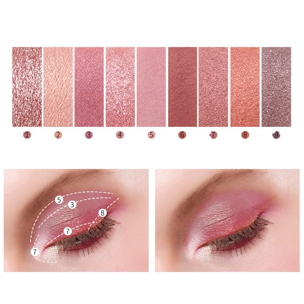 9 Colors Eyeshadow Palette , Matte Shimmer Metallic Eyeshadow Pallette Long Lasting Highly Pigmented Eye Makeup Blendable Natural Colors Waterproof Make Up Eye Shadows Cosmetics Gift Kit-Great for Travel (02#)