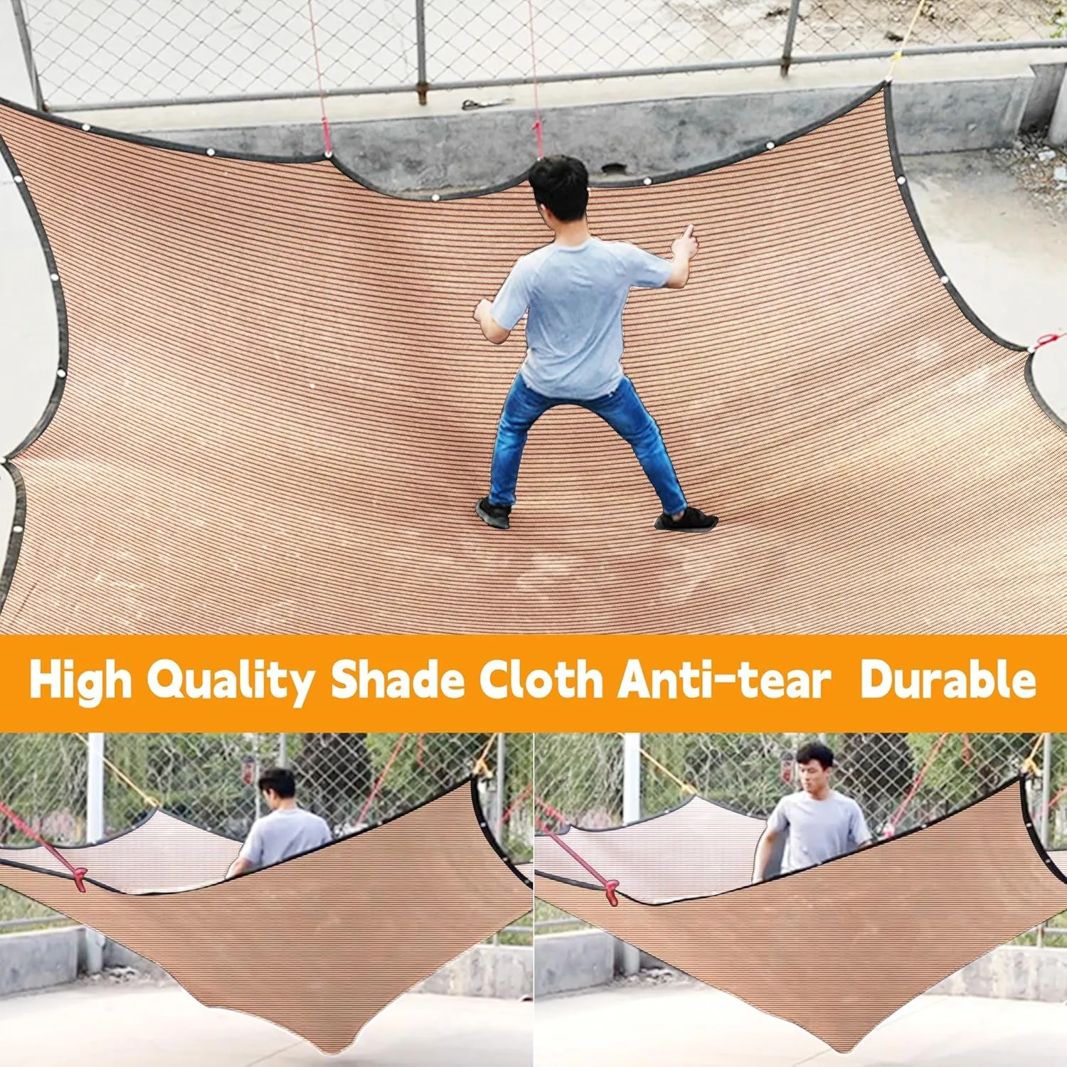 90% Garden Shade Cloth,10' x 20' Heavy Duty Mesh Tarp with Grommets, Garden Privacy Fence Screen, Shade Canopy for Patio, Outdoor Sun Shades for Backyard, Mocha/Black