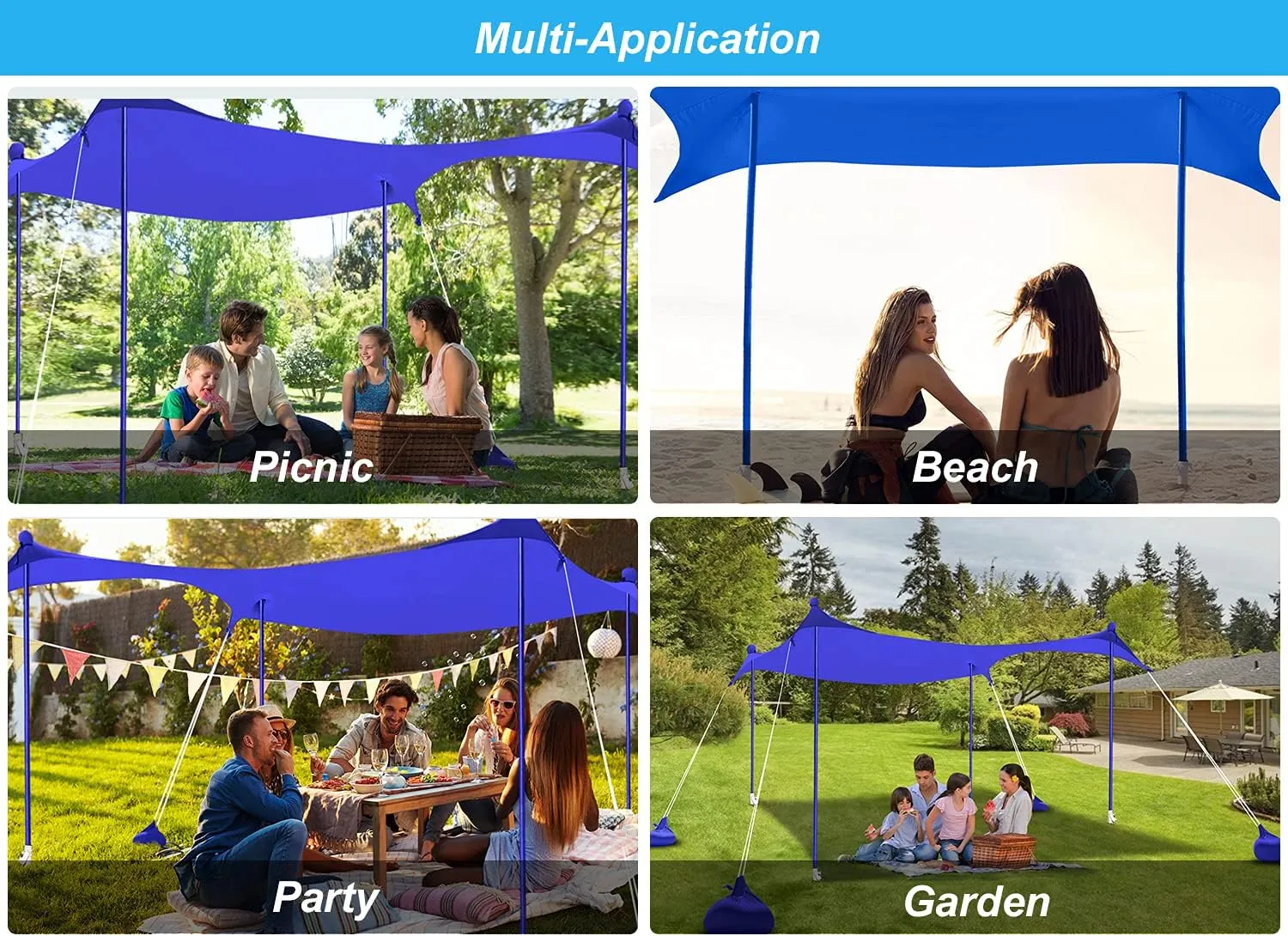 ABCCANOPY Beach Portable Sun Shelter for Beach, Camping Trips (7x7 FT, Blue)