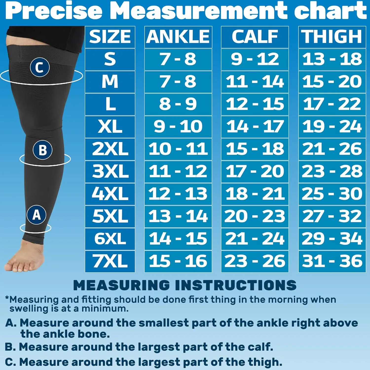 ABSOLUTE SUPPORT Compression Thigh High Sleeve 20-30mmHg for Women & Men Swelling - Unisex Opaque Footless Compression Socks for Circulation during Pregnancy, Travel, Flying, Sports - Black, Large
