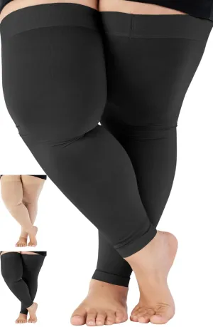 ABSOLUTE SUPPORT Compression Thigh High Sleeve 20-30mmHg for Women & Men Swelling - Unisex Opaque Footless Compression Socks for Circulation during Pregnancy, Travel, Flying, Sports - Black, Large