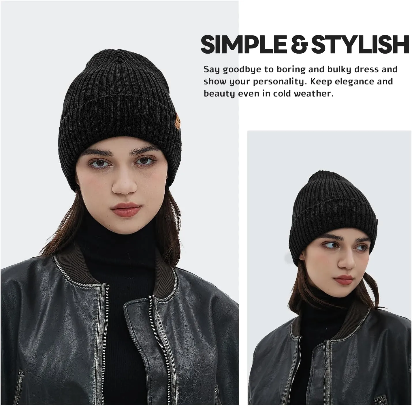 ACUSHLA Waterproof Windproof Cuff Beanie - Thick Fleece Lined Knit Winter Hat for Men & Women Warm Watch Cap for Cold Weather