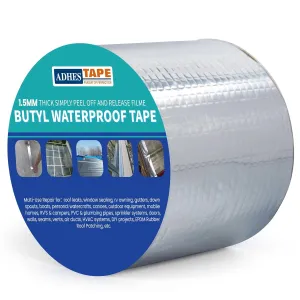 ADHES Extra Thick Butyl Tape 4 Inch x 16 Feet x 1.5mm – 50% Thicker for Superior Waterproof Sealing – Weatherproof Butyl Sealant Tape for RV Repairs, Roof Leaks, Window Seals, Pipe Seals, and More