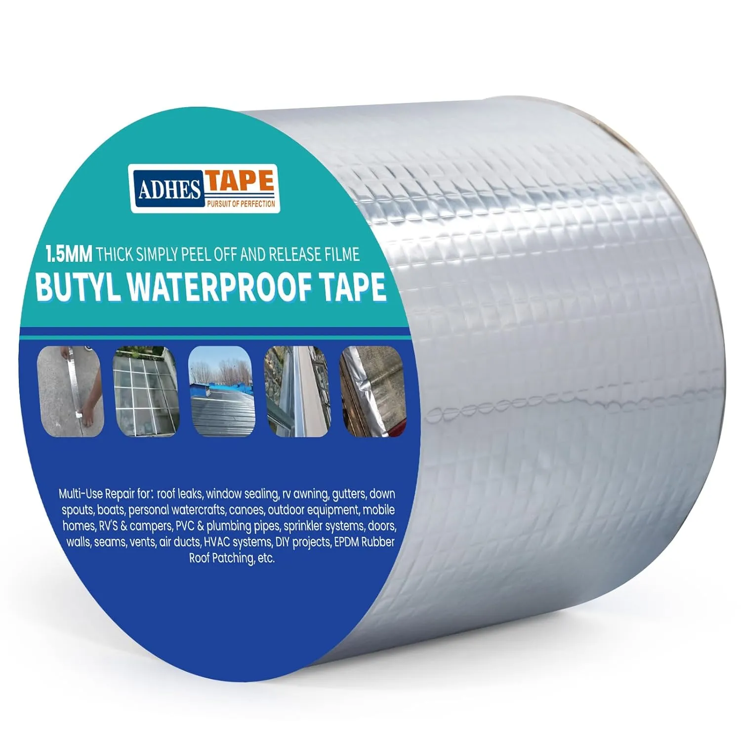ADHES Extra Thick Butyl Tape 4 Inch x 16 Feet x 1.5mm – 50% Thicker for Superior Waterproof Sealing – Weatherproof Butyl Sealant Tape for RV Repairs, Roof Leaks, Window Seals, Pipe Seals, and More