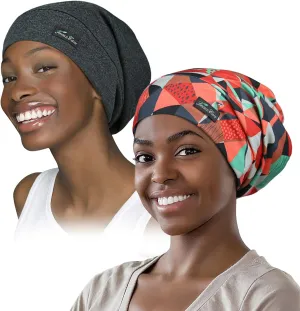 Adjustable Satin Lined Sleep Cap for Dreadlocks Curly Hair Large Head-Stay On Overnight