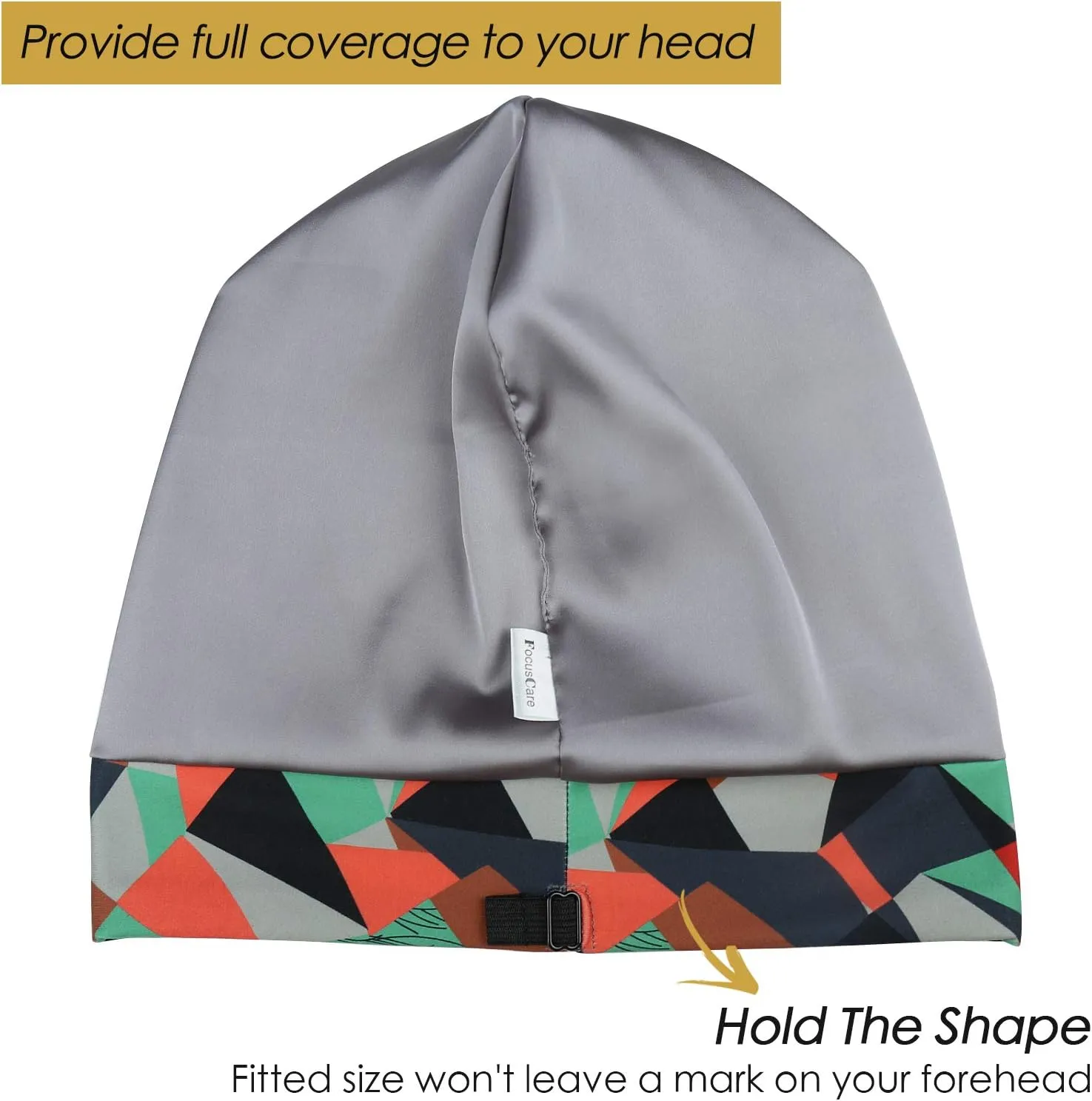 Adjustable Satin Lined Sleep Cap for Dreadlocks Curly Hair Large Head-Stay On Overnight