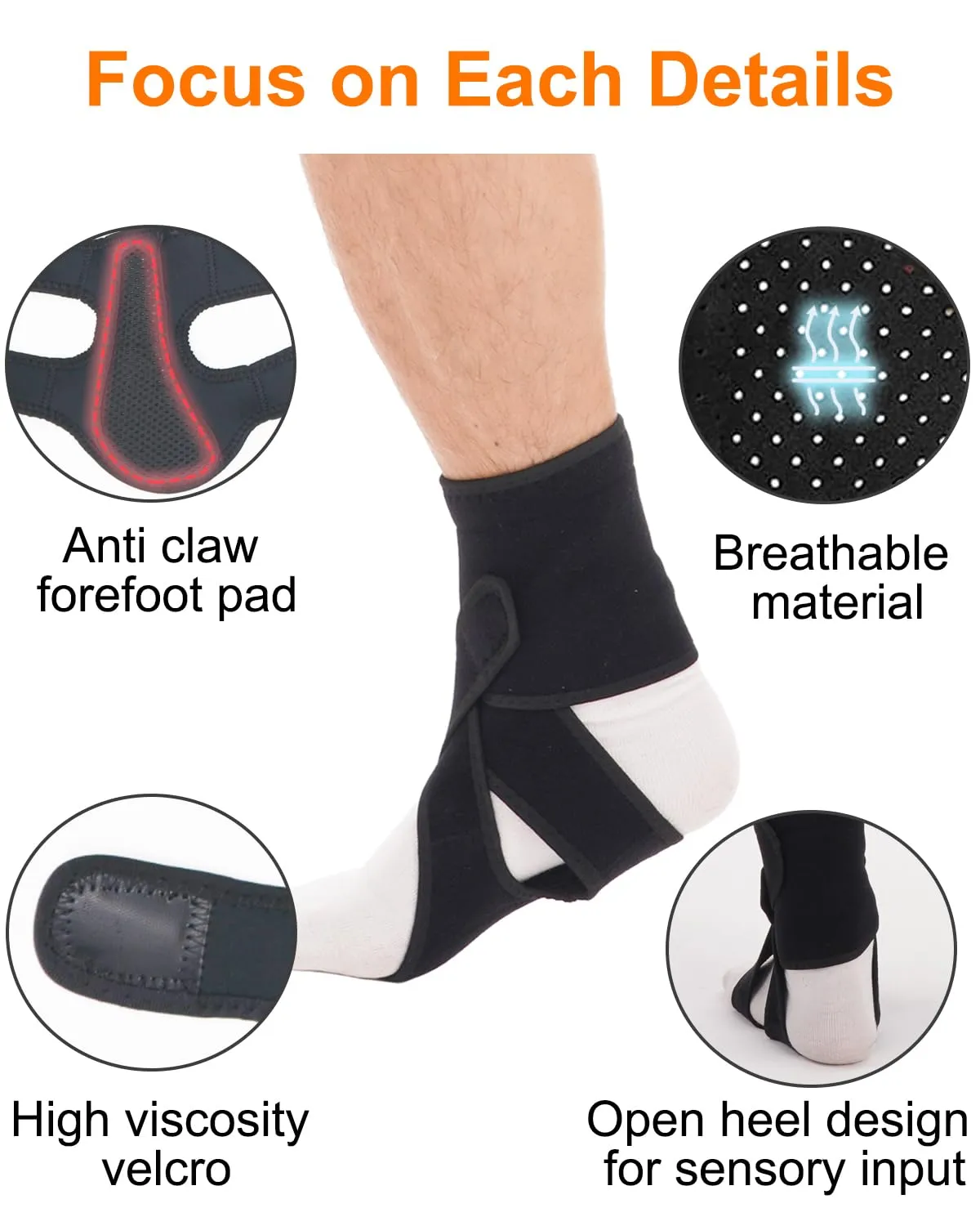 AFO Foot Drop Brace for Walking with Shoes, Drop Foot Brace Soft Night Splint for for Sleeping, Adjustable Foot Support (Right)