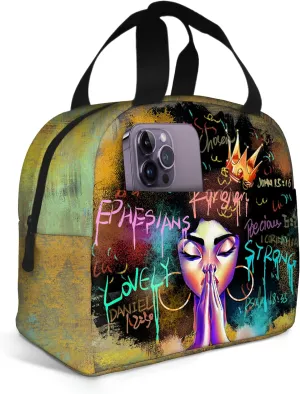 African American Lunch Bag for Black Women Reusable Insulated Lunch Box Portable Tote Bag for Women Travel Hiking Work Gifts