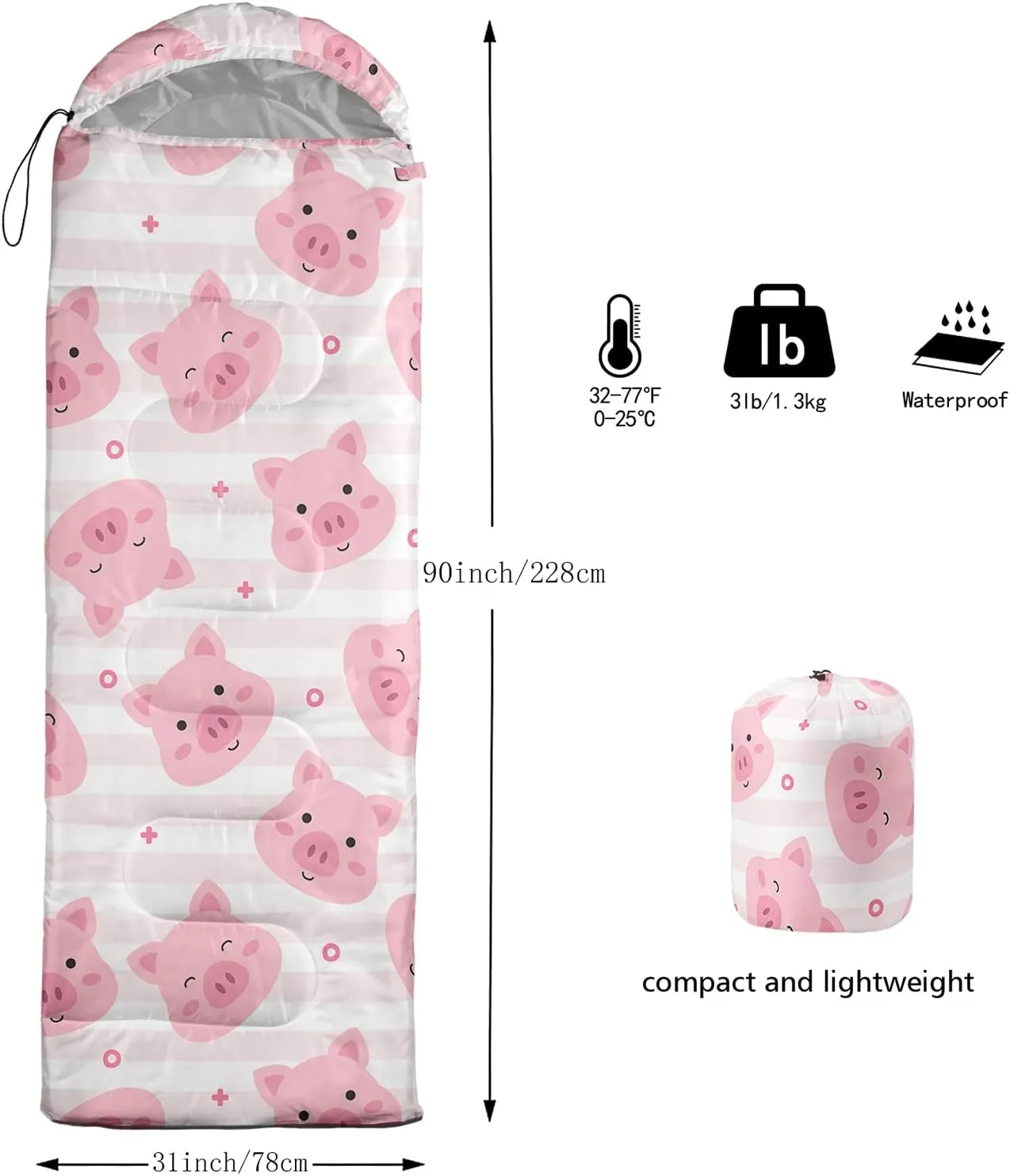 AILONEN Black & Gold King Crown Sleeping Bag for Boys Girls,Warm and Cool Weather,Lightweight,Waterproof Backpacking,King and Queen Money Dollar Printed Sleeping Bag for Camping
