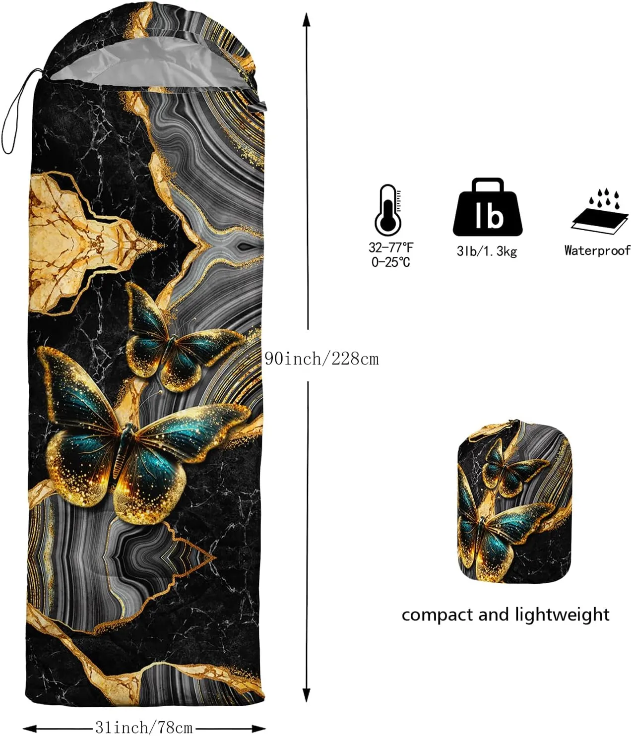 AILONEN Cartorn Plants Camping Sleeping Bags for Adults,3 Season Warm & Cool Weather,Lightweight,Waterproof Sleeping Bags,Camping Gear Equipment