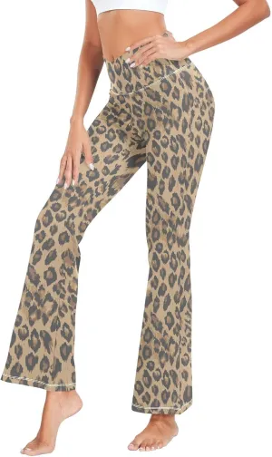 ALAZA Women's Leopard Skin Flare Yoga Pants