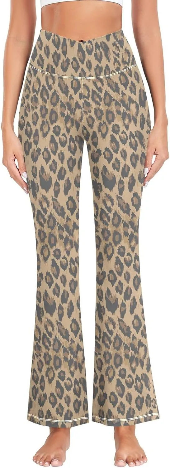 ALAZA Women's Leopard Skin Flare Yoga Pants